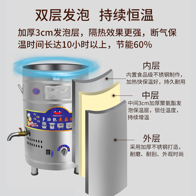 伟亮煮面炉商用燃气电热煮面桶麻辣烫锅保温煮面锅汤粉面炉煮面桶